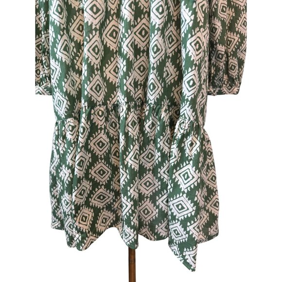 2/$30 ZARA XS Green & White Geometric Mini Print Cotton Dress - Picture 13 of 15